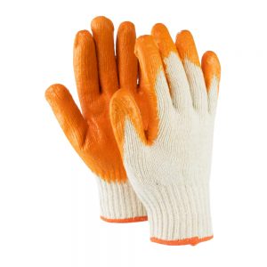 ถุงมือผ้าเคลือบยางสีส้ม